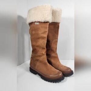 Hunter Women's Winter Boots - Cream and Brown